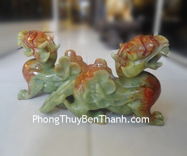 ty huu gan huyet xanh dt101 01 Cặp Tỳ hưu phong thủy Tiêu Ngọc xanh gân huyết Quảng Đông chế hóa hung khí DT101